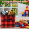 6 Pcs Buffalo Plaid Storage Bins Christmas 10'' Buffalo Plaid Foldable Fabric Storage Cube with Handles Christmas Basket Storage Box Organizers for Toys Shelf Closet Home Gift(Red and Black)